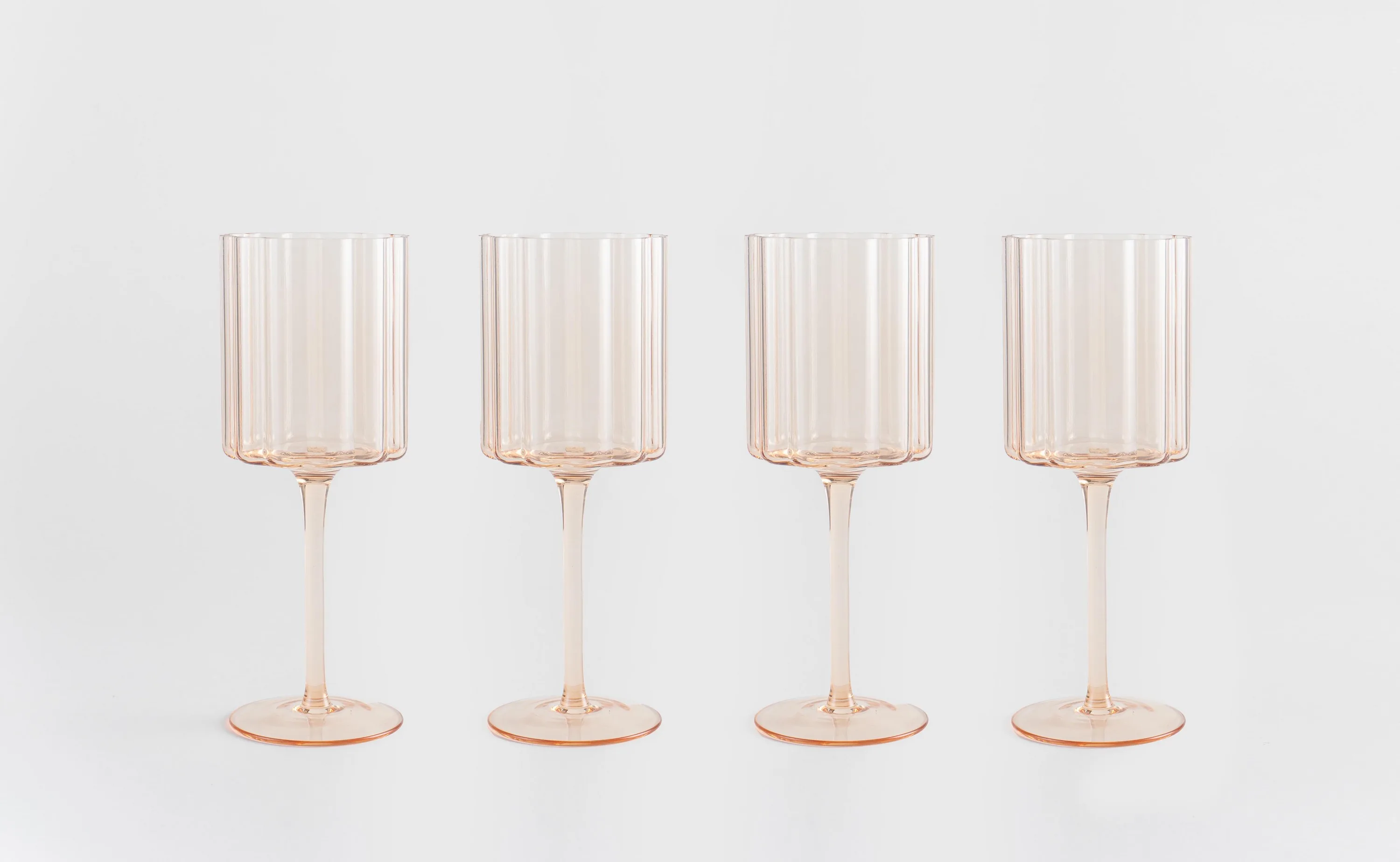 Jeanne Fitz Scalloped Rim Fluted Wine Glass, Set Of 4, 12 Oz. Amber