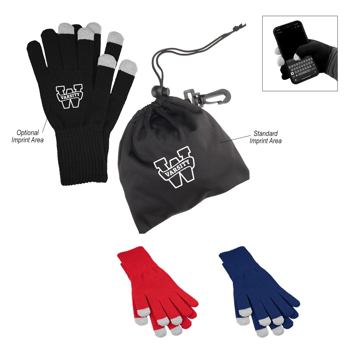 Touch Screen Gloves In Rpet Pouch view 2