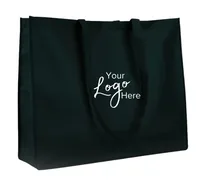 Large Non-Woven Tote Bag w/6" Gusset (20"x16"x6") — Black