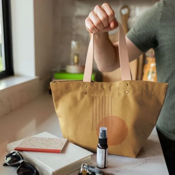 Dumpling - Colored Canvas With Leather Handles