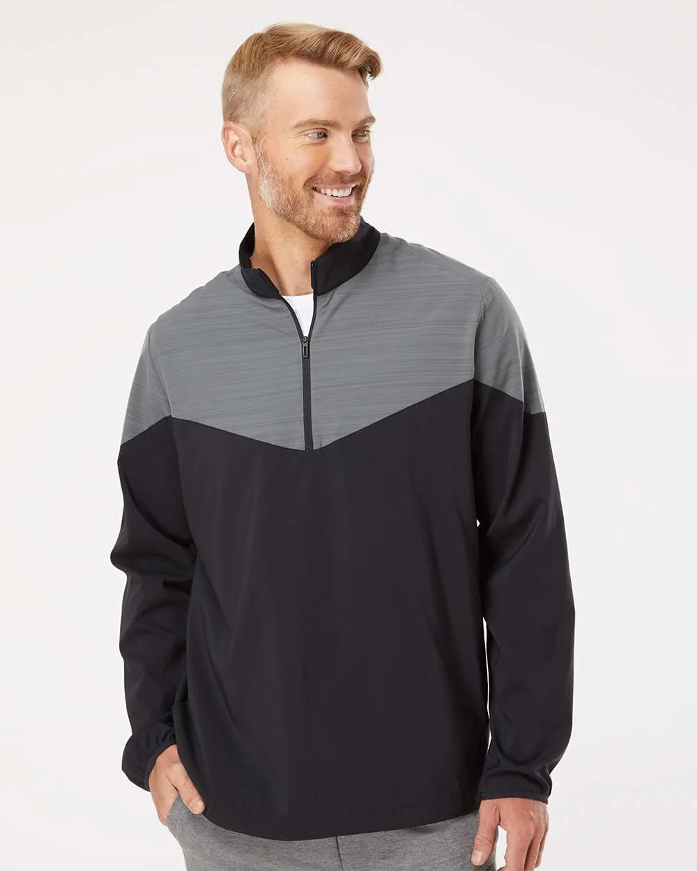 Adidas® Heather Chevron Quarter Zip Wind Pullover