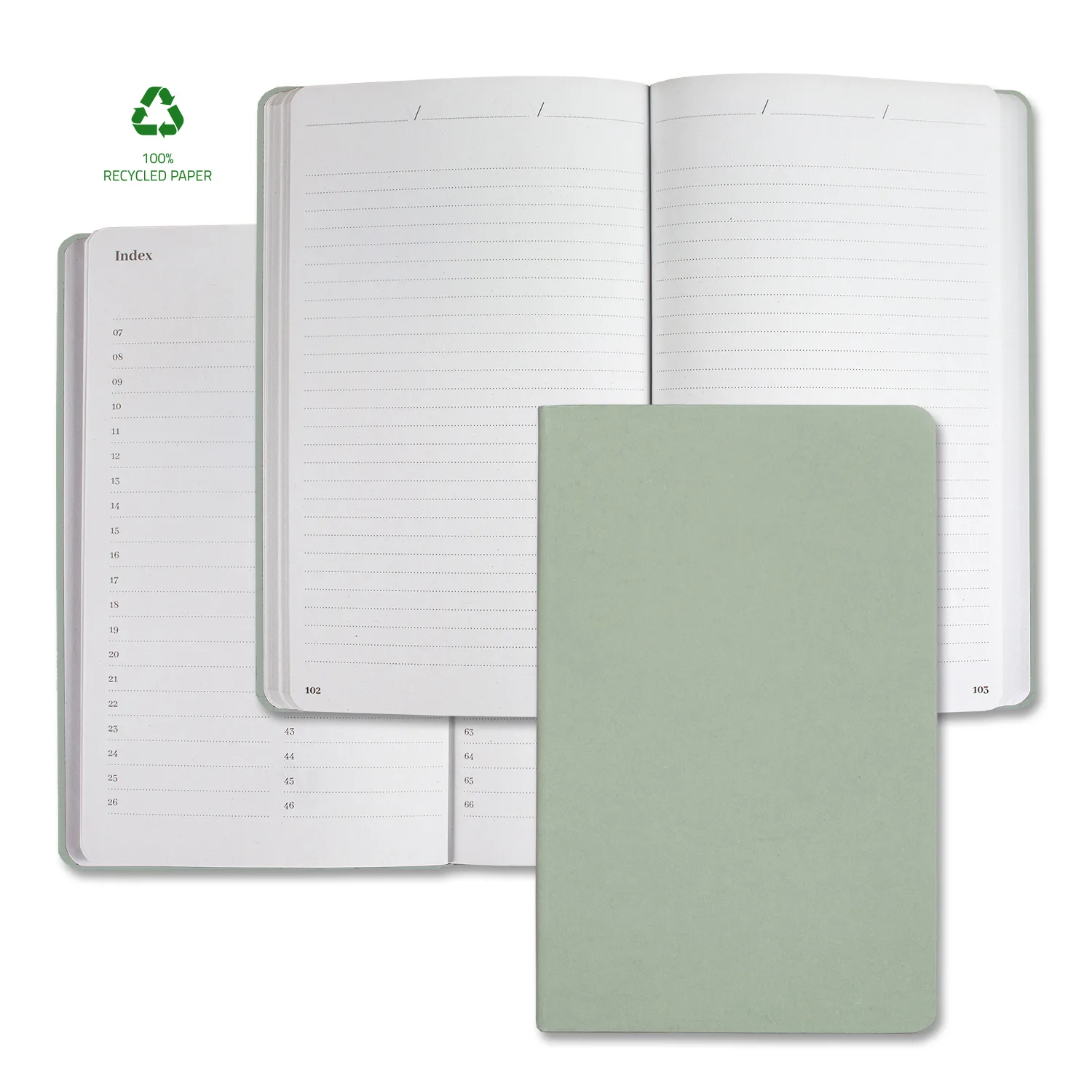 Castelli Samoa ECO Indexed Recycled White Page Journal view 2