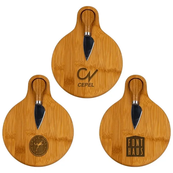 Small Bamboo Cutting Board with Cheese Knife