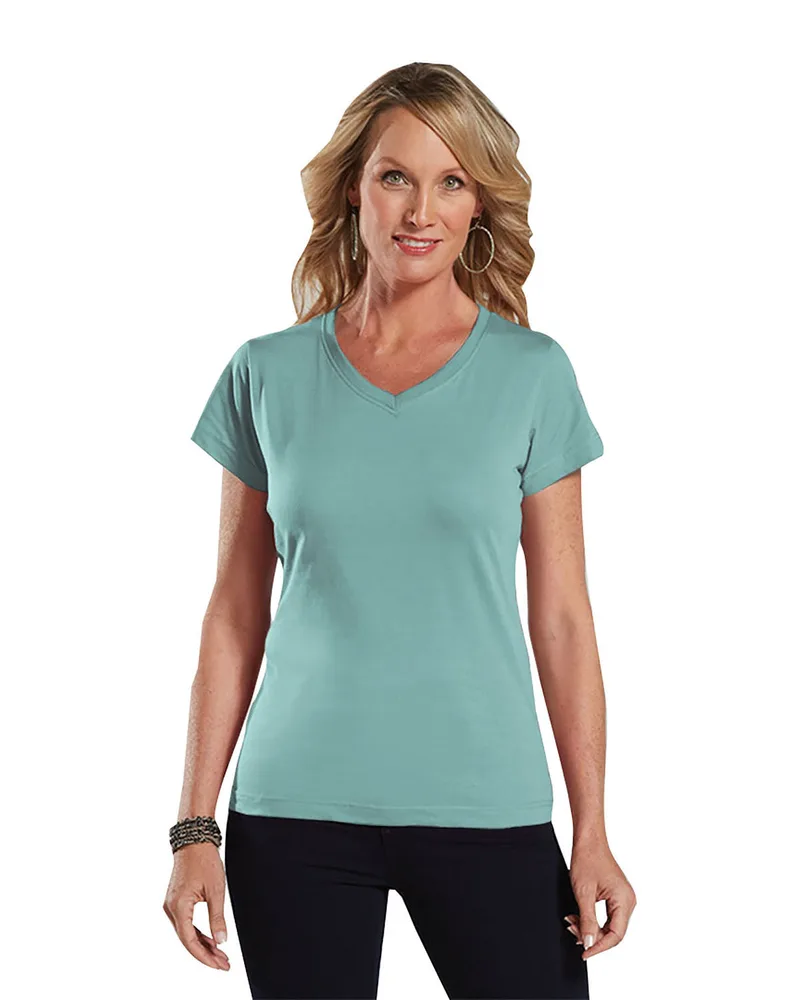 LAT Ladies' V-Neck Fine Jersey T-Shirt view 5