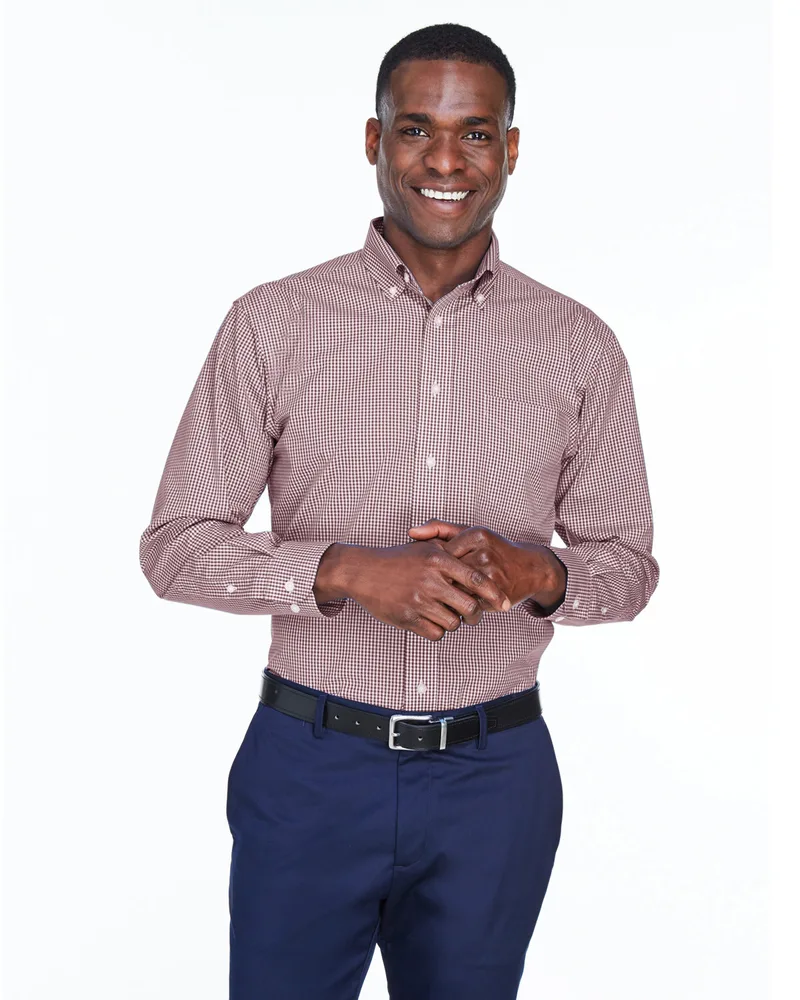 Devon and Jones® Men's Crown Collection® Gingham Check Long Sleeve Woven Dress Shirt