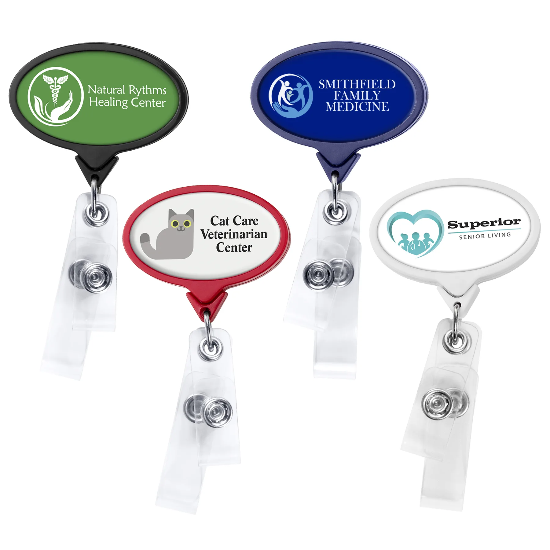 Anti-Microbial Oval 2 Strap Retractable Badge Reel