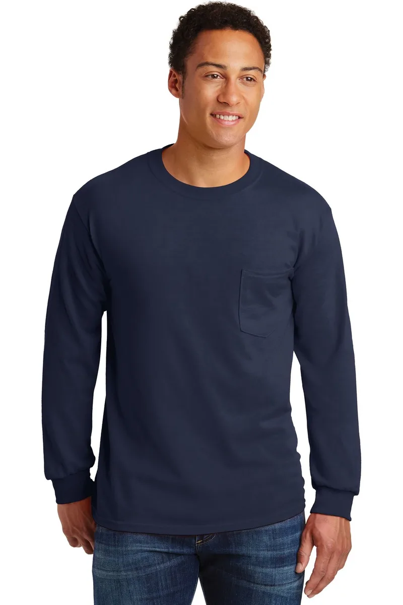 Gildan® - Ultra Cotton® 100% US Cotton Long Sleeve T-Shirt with Pocket. view 6