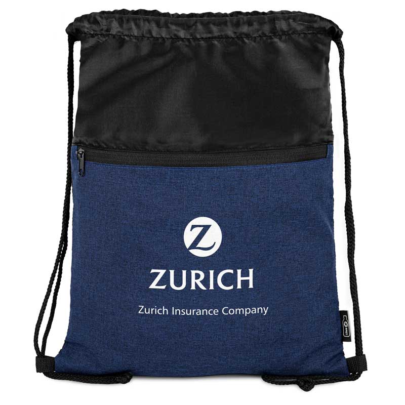 rPET Heather Draw String Bag w/Front Zipper Pocket view 6