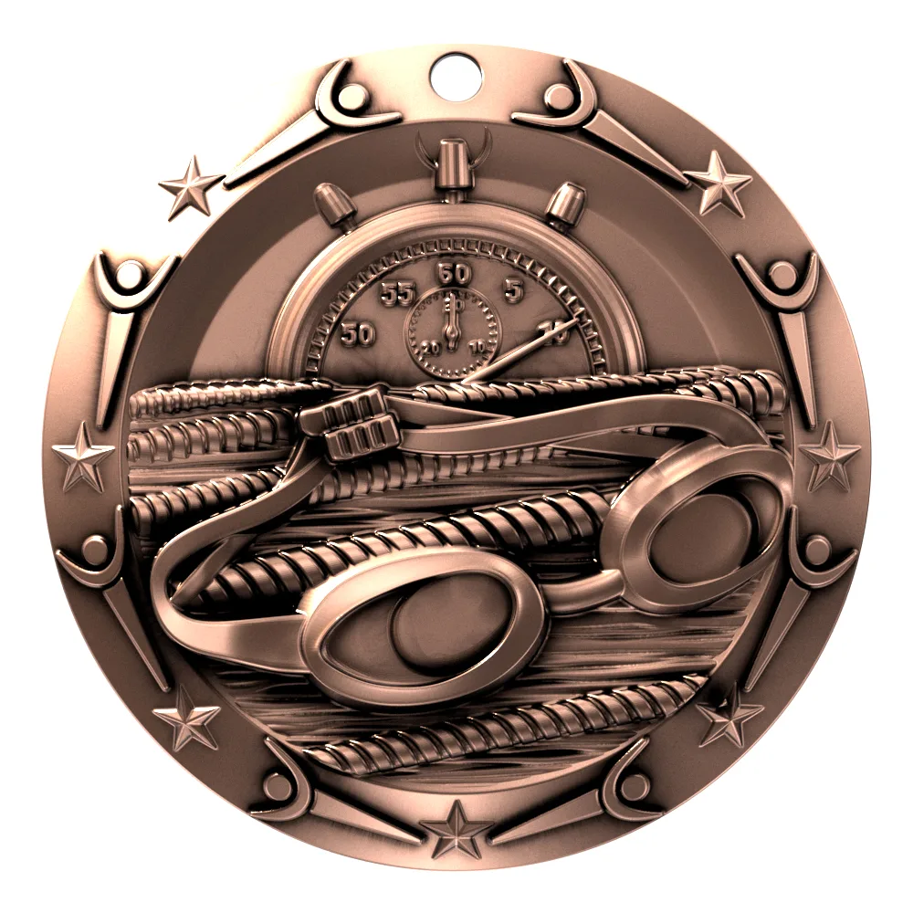 Antique Swimming World Class Medallion (3") view 5
