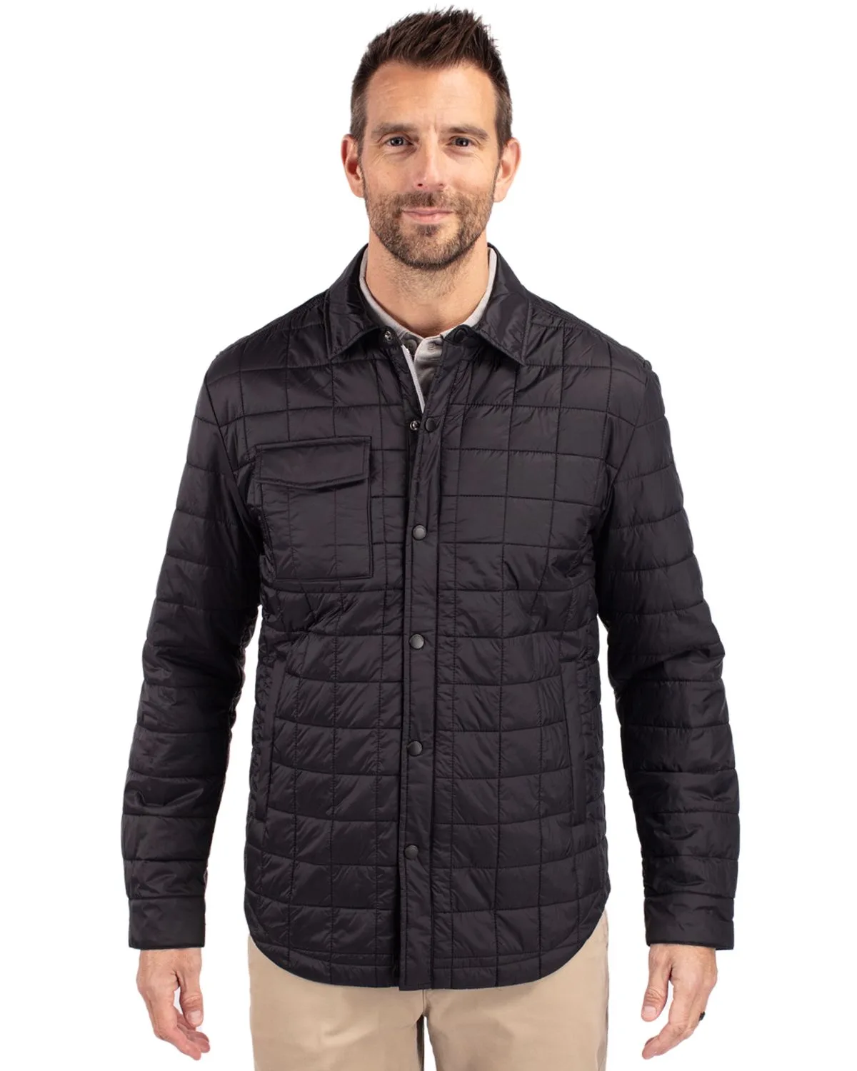 Cutter & Buck Rainier PrimaLoftÂ® Mens Big and Tall Eco Insulated Quilted Shirt Jacket