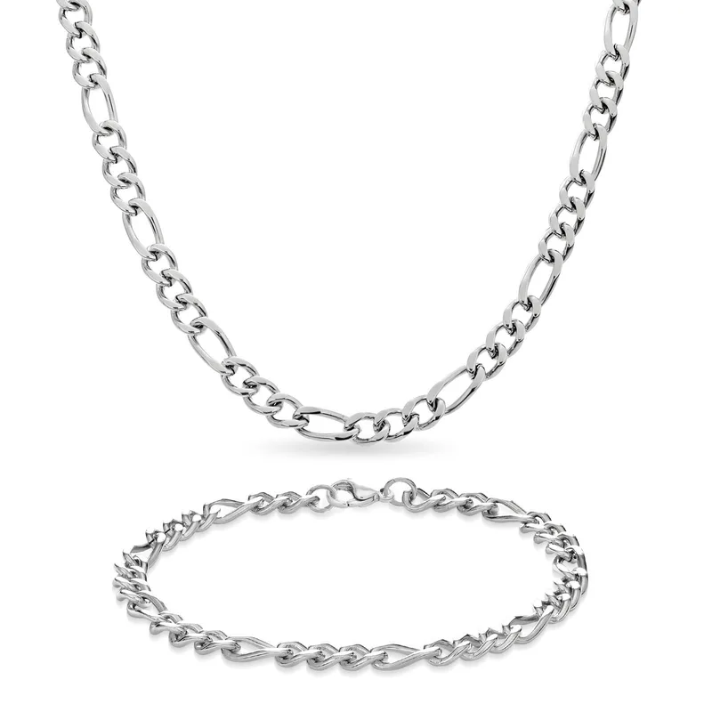 Jilco Inc Gents Figaro Bracelet & Necklace Set
