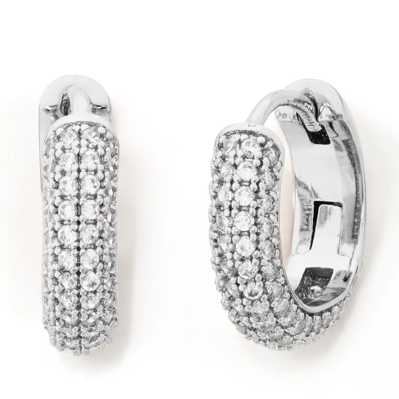 kate spade new york Brilliant Statements Pave Mini Huggies - Clear/Silver