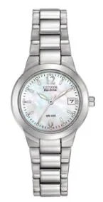 Citizen® Ladies' Chandler Eco-Drive® Stainless Steel Watch w/Mother of Peal Dial