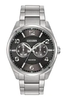 Citizen® Men's Eco-Drive® Stainless Steel Watch w/Black Dial