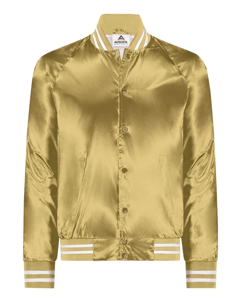 Augusta Sportswear® Satin Baseball Jacket w/Striped Trim view 3