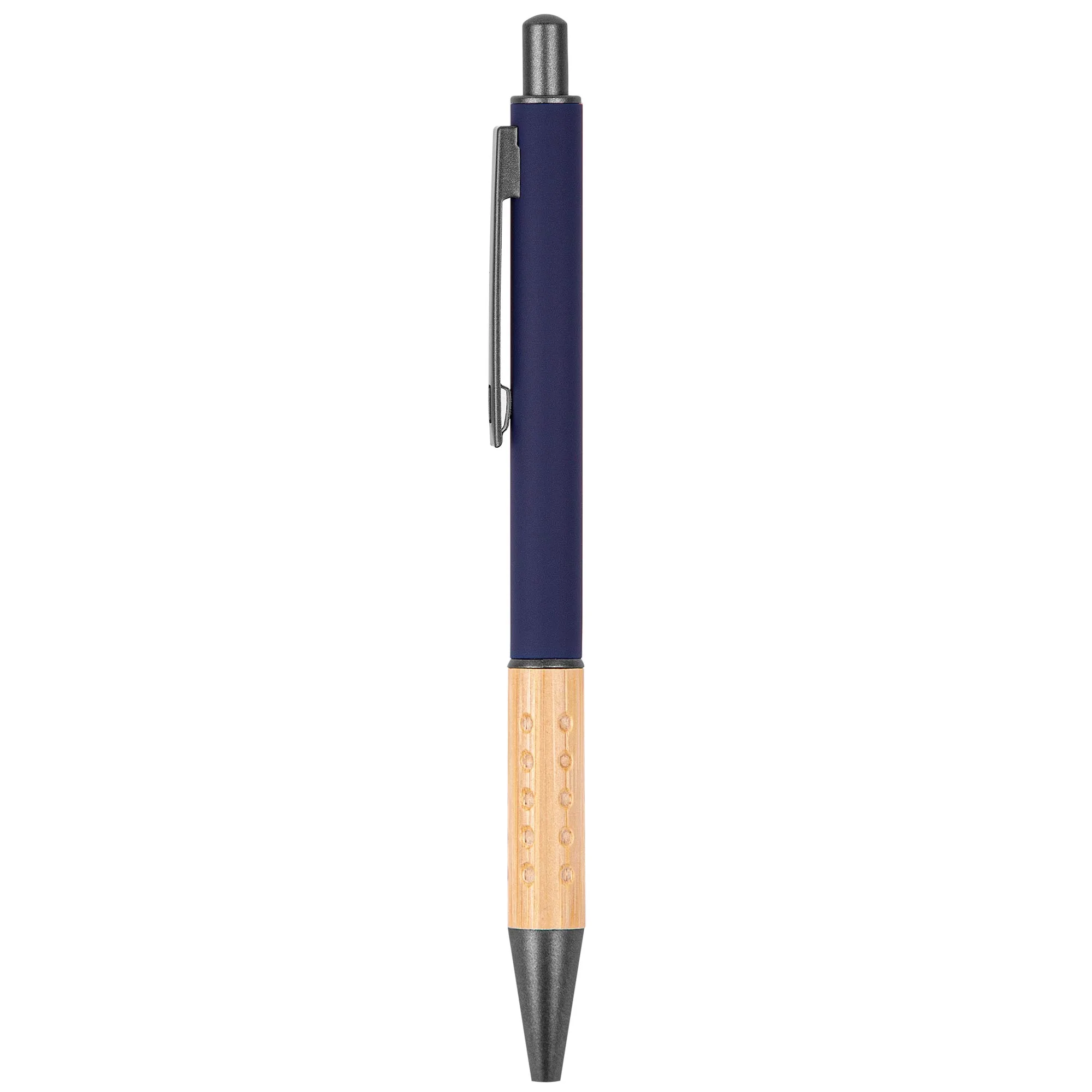 The Gosford Gunmetal Click-Action Ballpoint Pen w/Bamboo Accent view 3