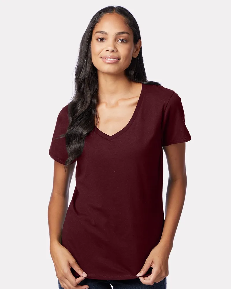 Hanes® Women's Perfect-T V-Neck Short Sleeve T-Shirt view 2