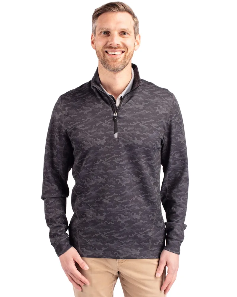 Cutter & Buck Traverse Camo Print Stretch Quarter Zip Mens Pullover