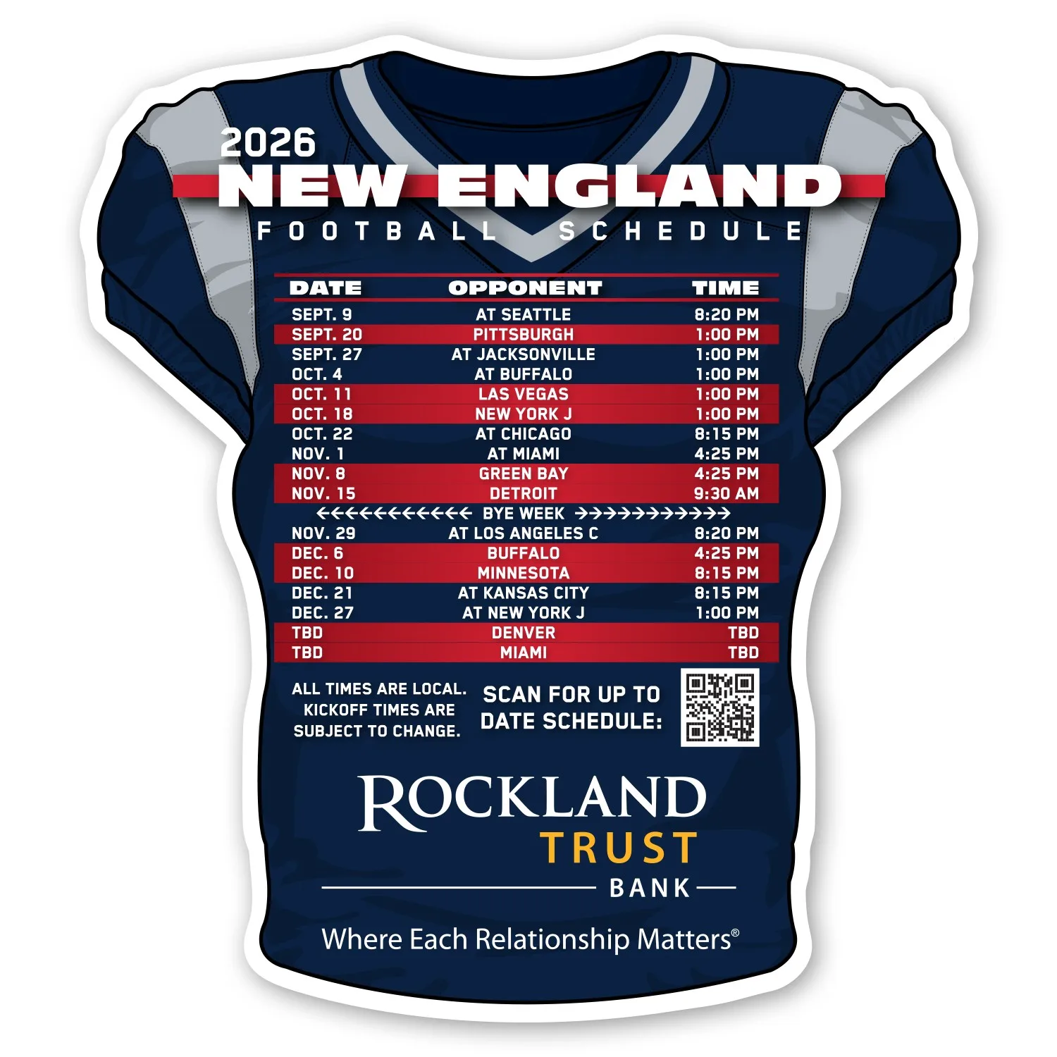 Football Schedule Magnet