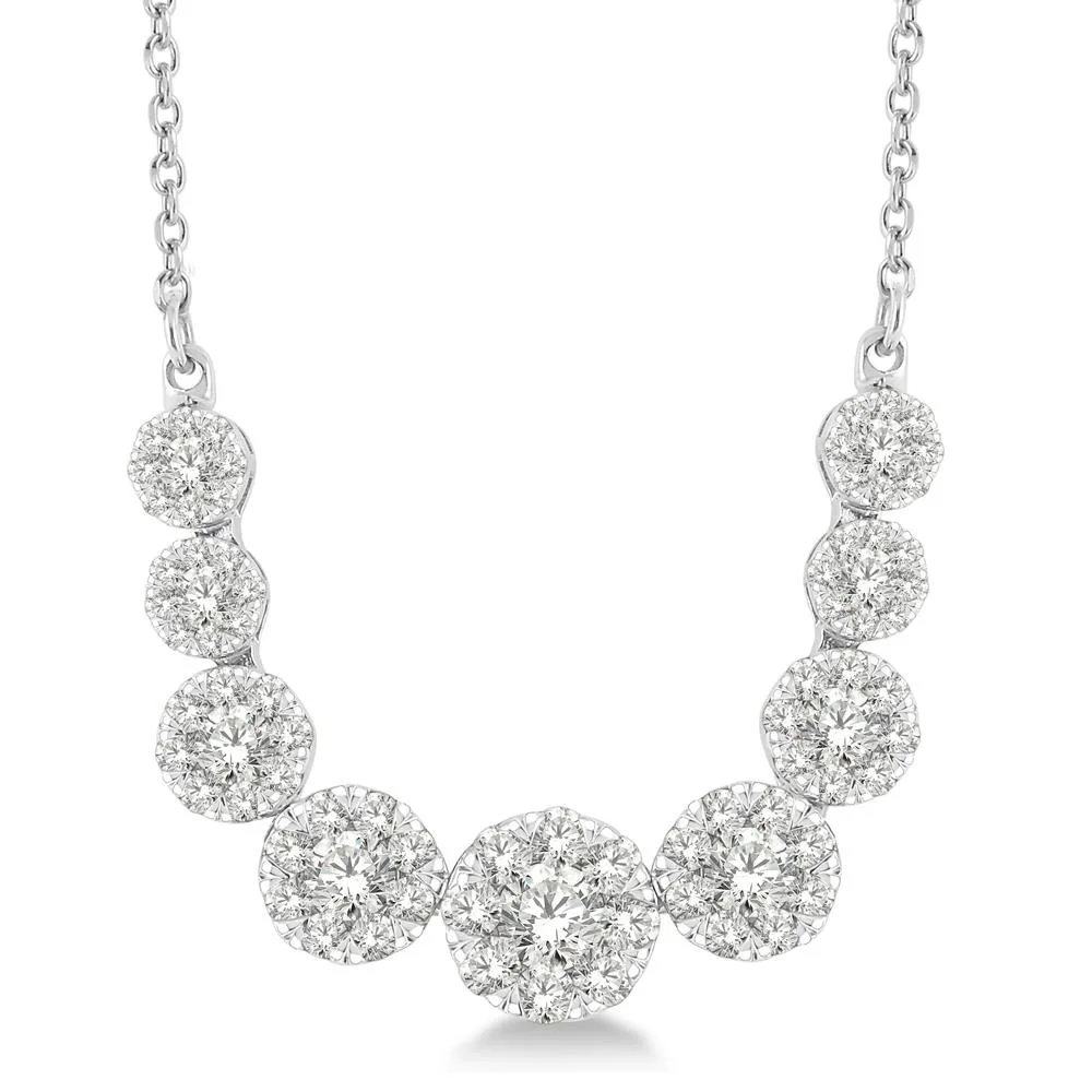 Jilco Inc Round Diamond Cluster Necklace