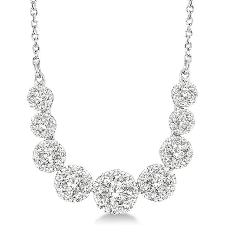 Jilco Inc Round Diamond Cluster Necklace