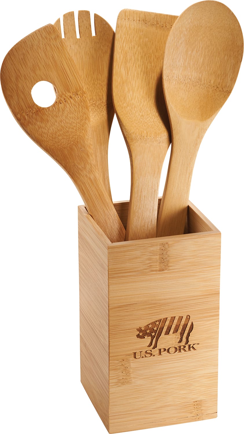 Bamboo 4-piece Kitchen Tool Set and Canister