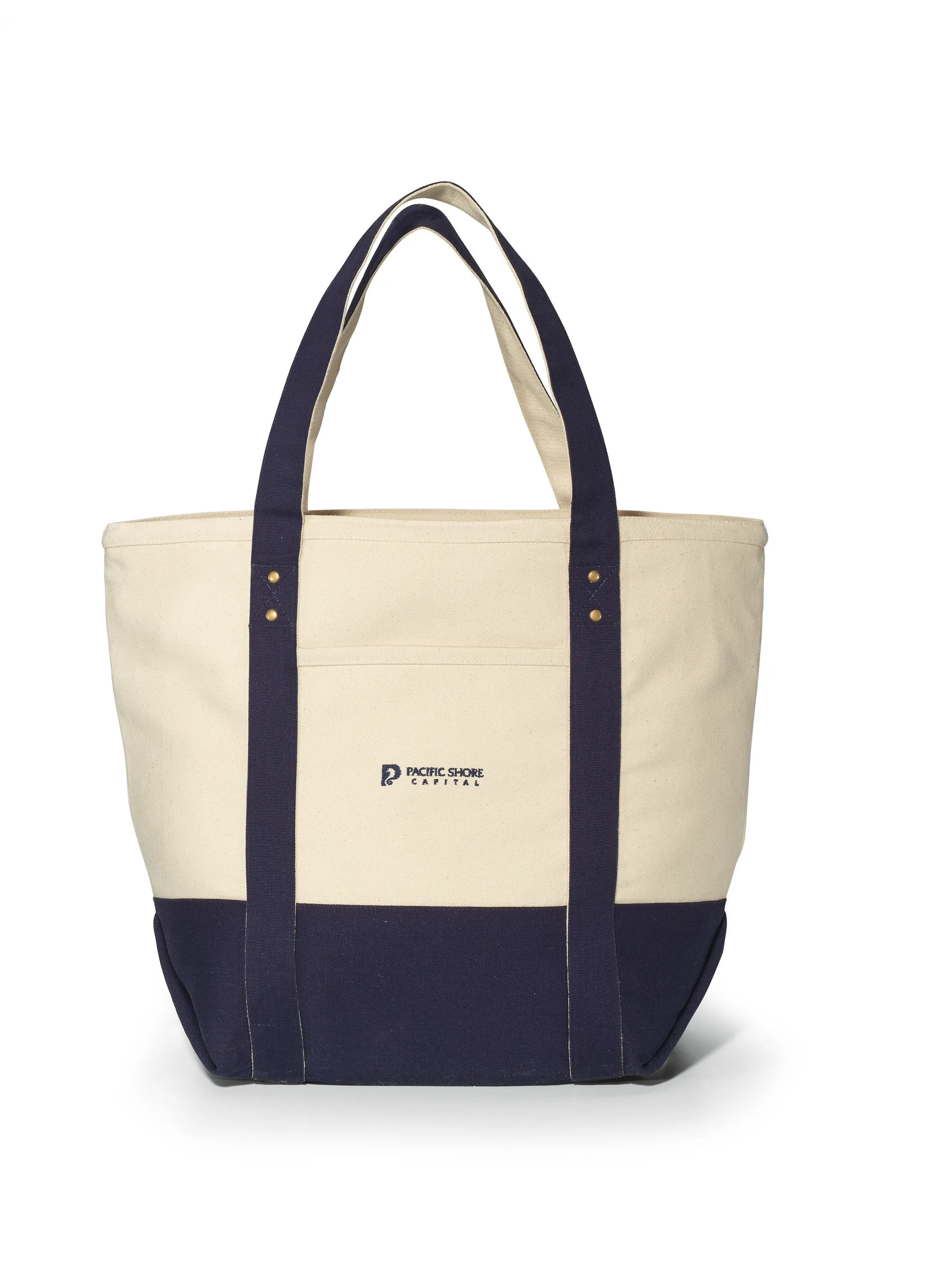 Seaside Zippered Cotton Tote - Navy Blue