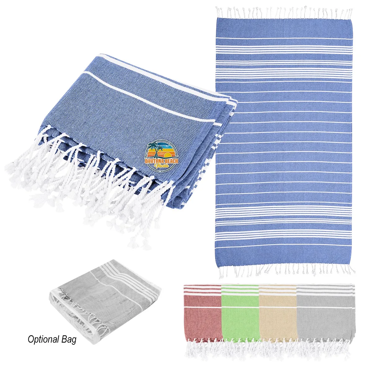 Recycled Beach Blanket With Tassel Fringe view 2