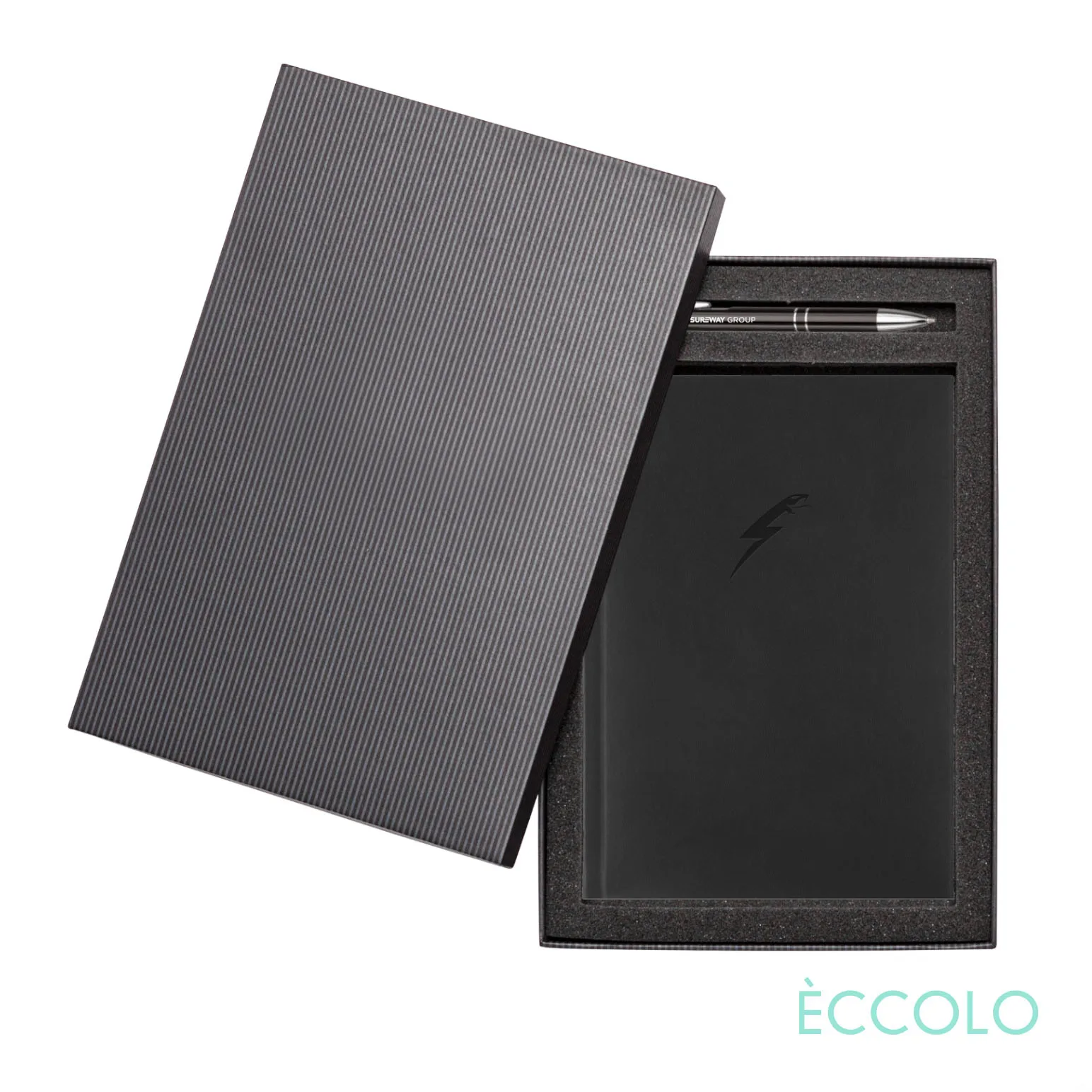 Journal & Clicker Pen Gift Set, Black/Black
