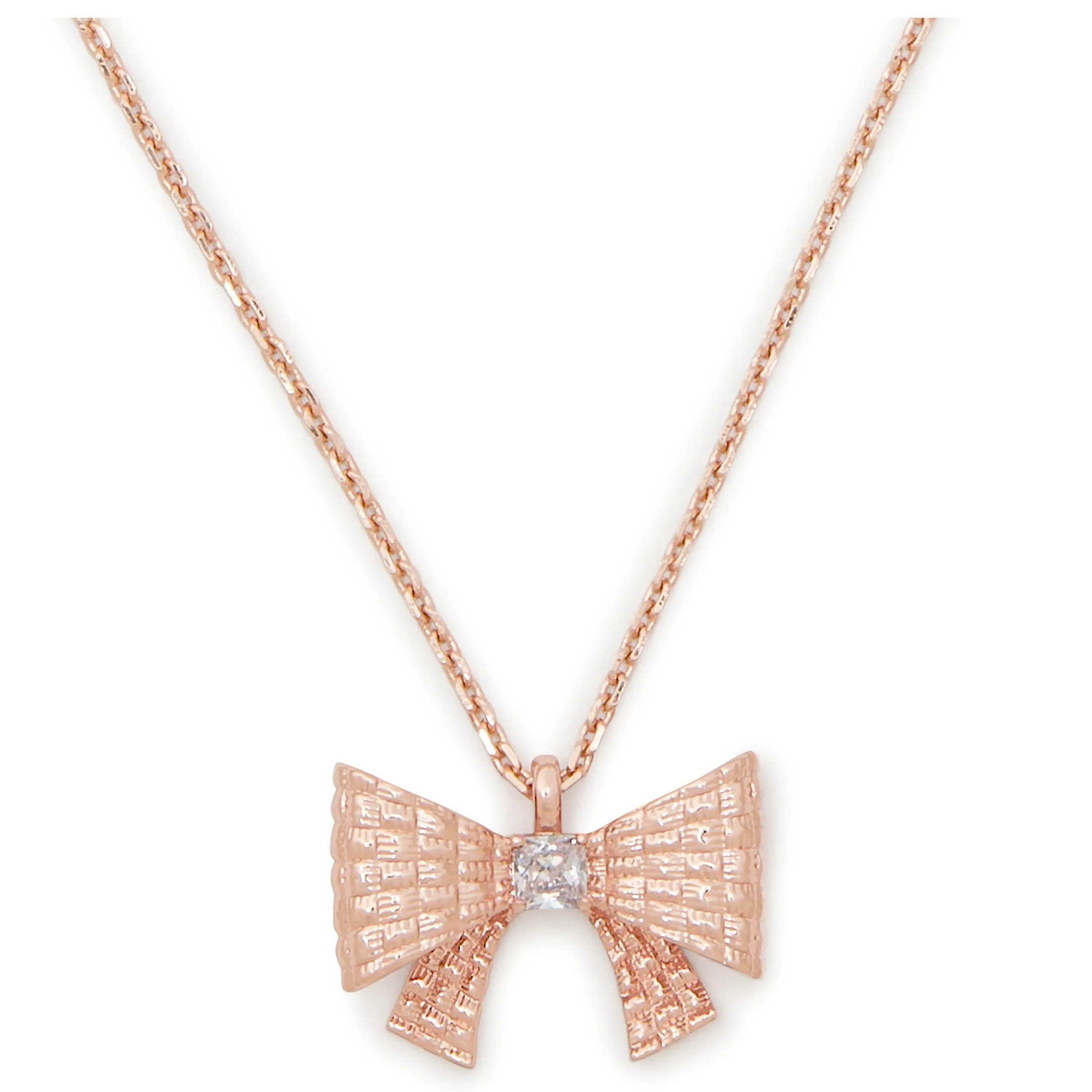 kate spade new york Wrapped In A Bow Mini Pendant - Clear/Rose Gold