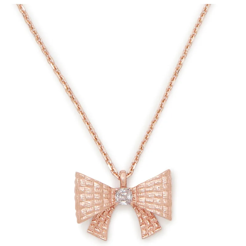 kate spade new york Wrapped In A Bow Mini Pendant - Clear/Rose Gold