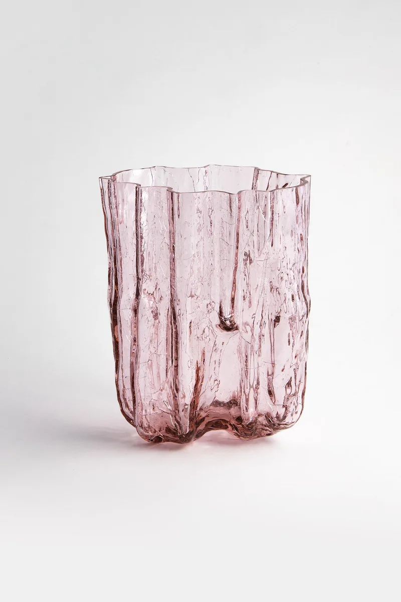 Kosta Boda Crackle Vase Pink Tall