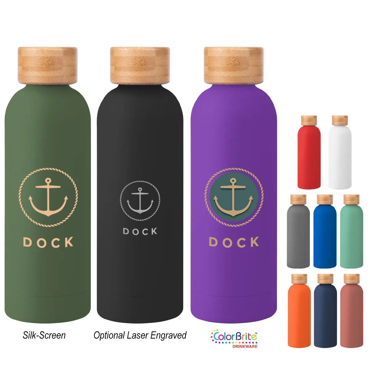 17 Oz. Blair Recycled Stainless Steel Bottle With Bamboo Lid