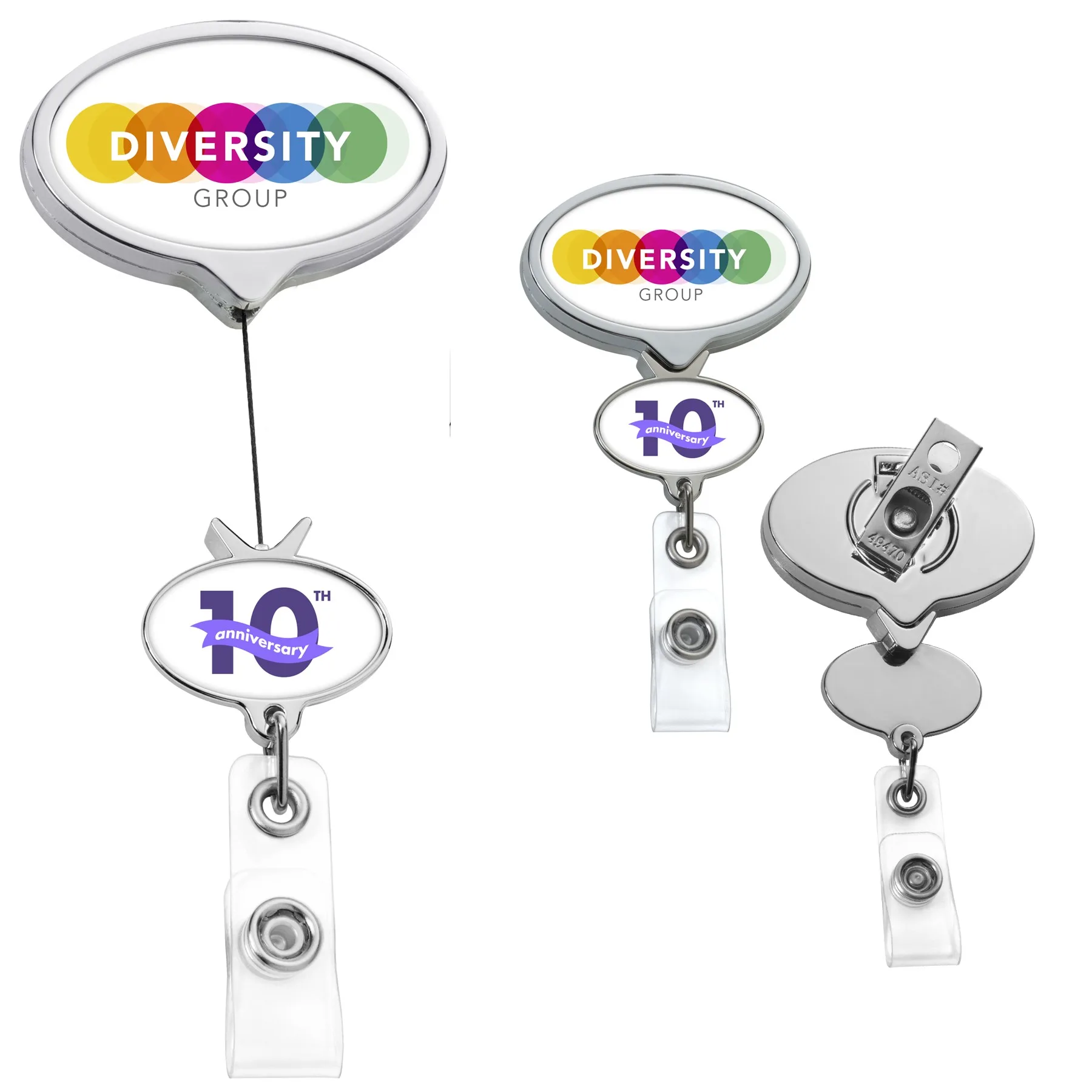 Chrome Double Up Oval Retractable Badge Reel