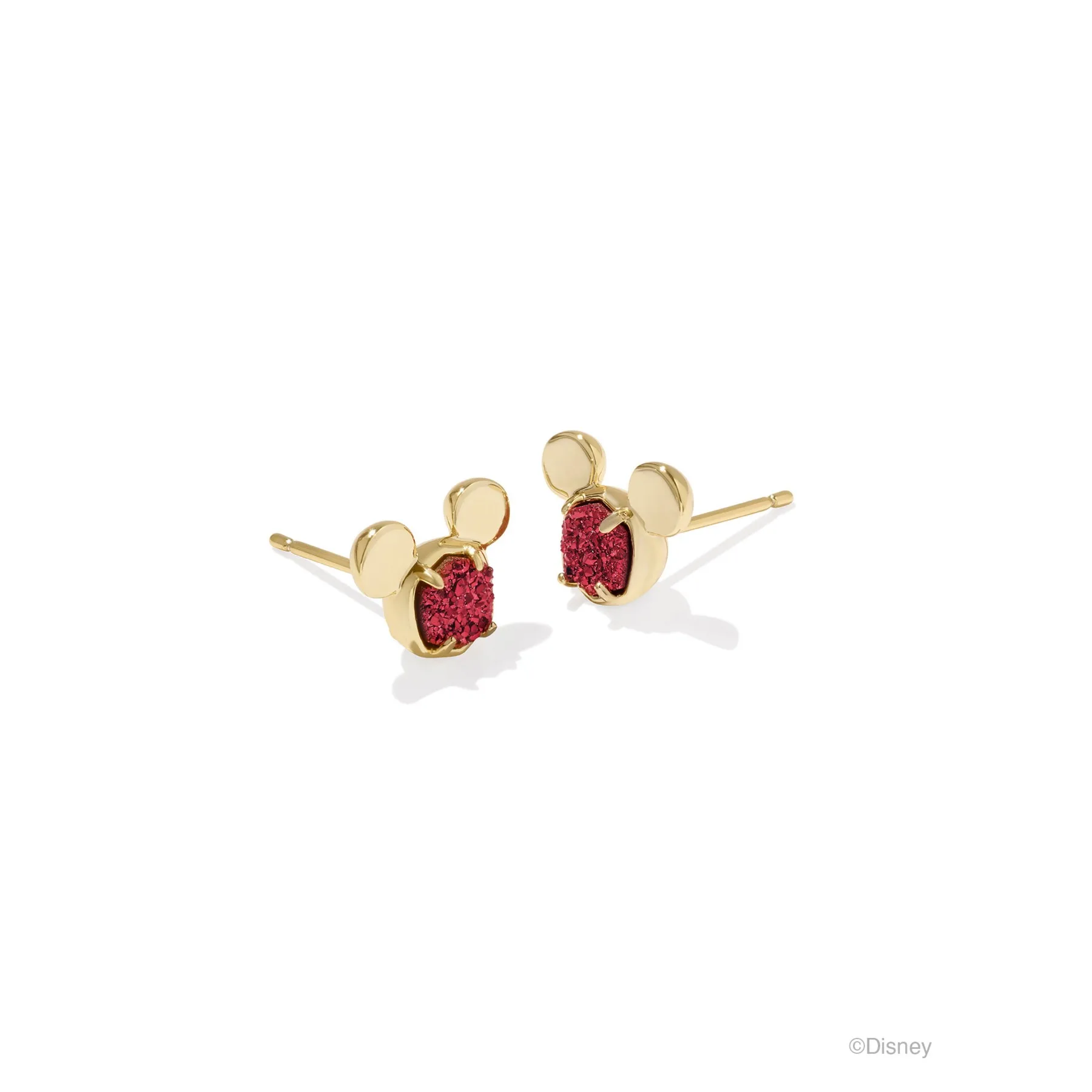 Kendra Scott Disney Gold Mickey Mouse Stud Earrings in Bright Red Drusy