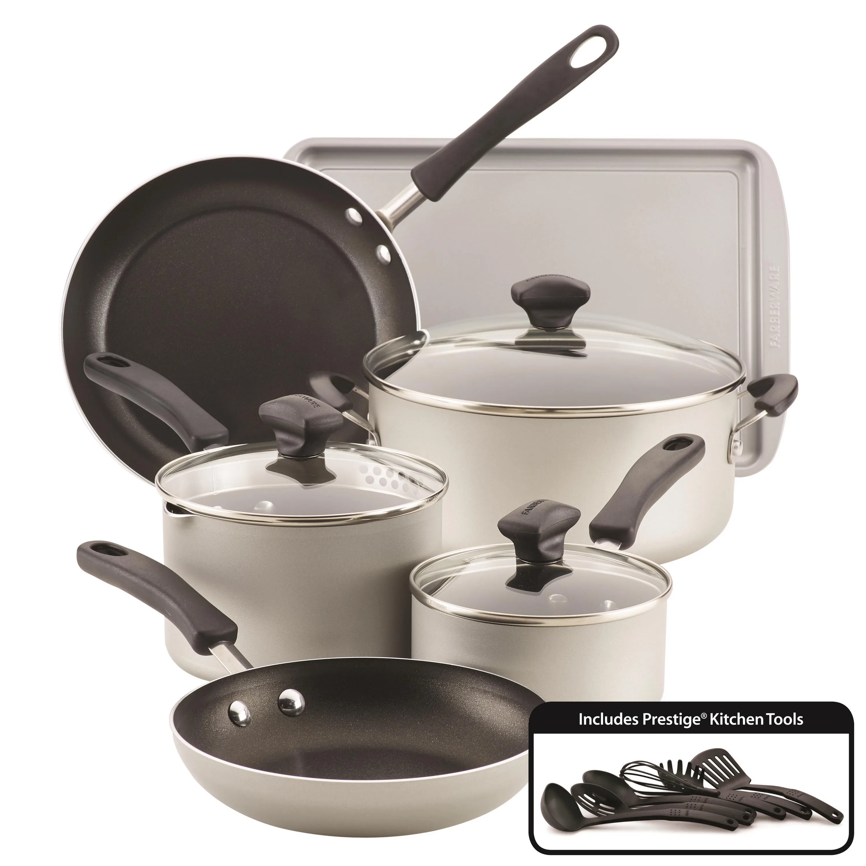 Farberware 15Pc Cookstart Diamondmax Nonstick Cookware Set Silver