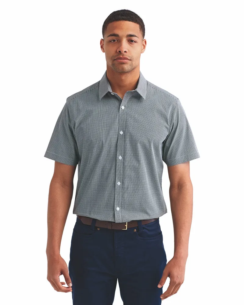 ARTISAN COLLECTION BY REPRIME Men's Microcheck Gingham Short-Sleeve Cotton Shirt
