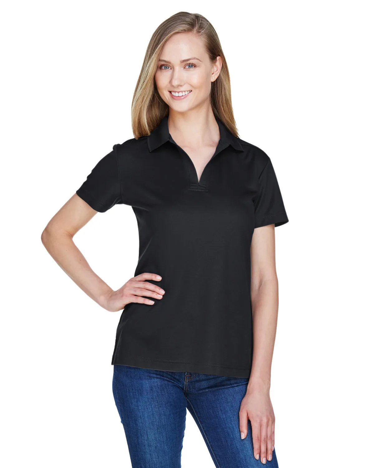 Devon and Jones® Women's CrownLux Performance® Plaited Short Sleeve Polo Shirt