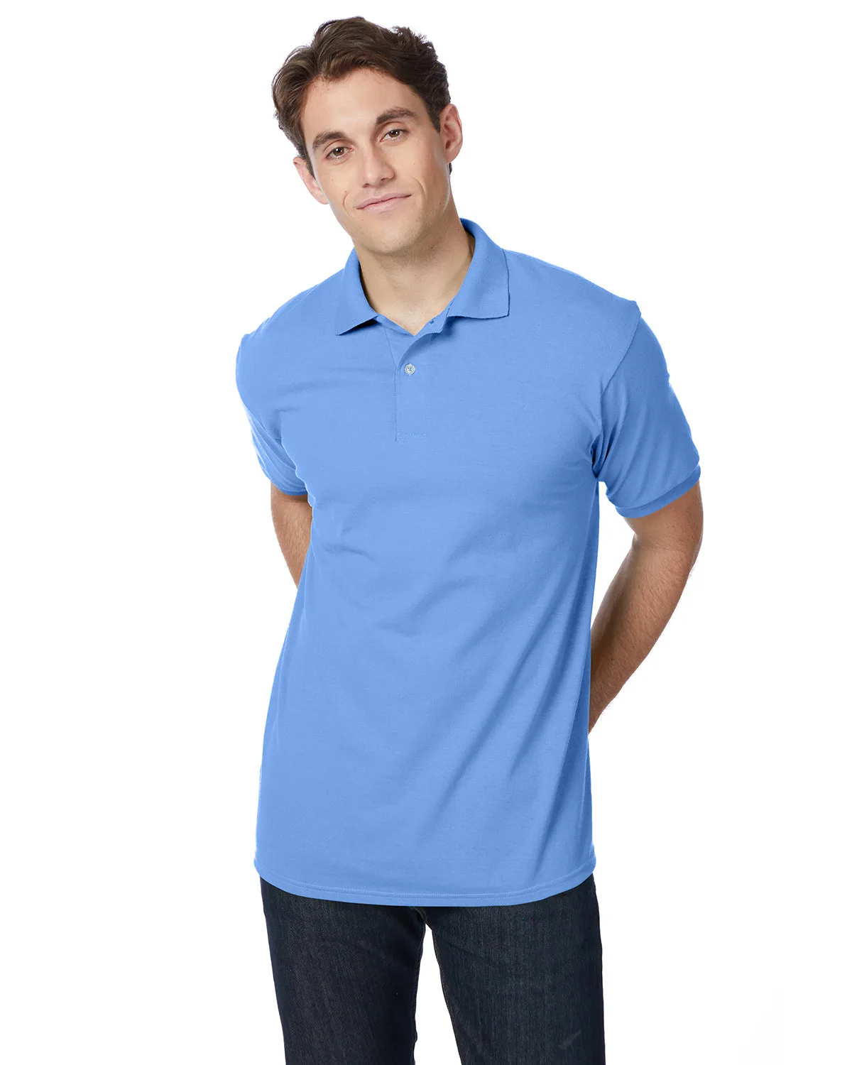 Hanes Printables Adult EcoSmart® Jersey Knit Polo view 3