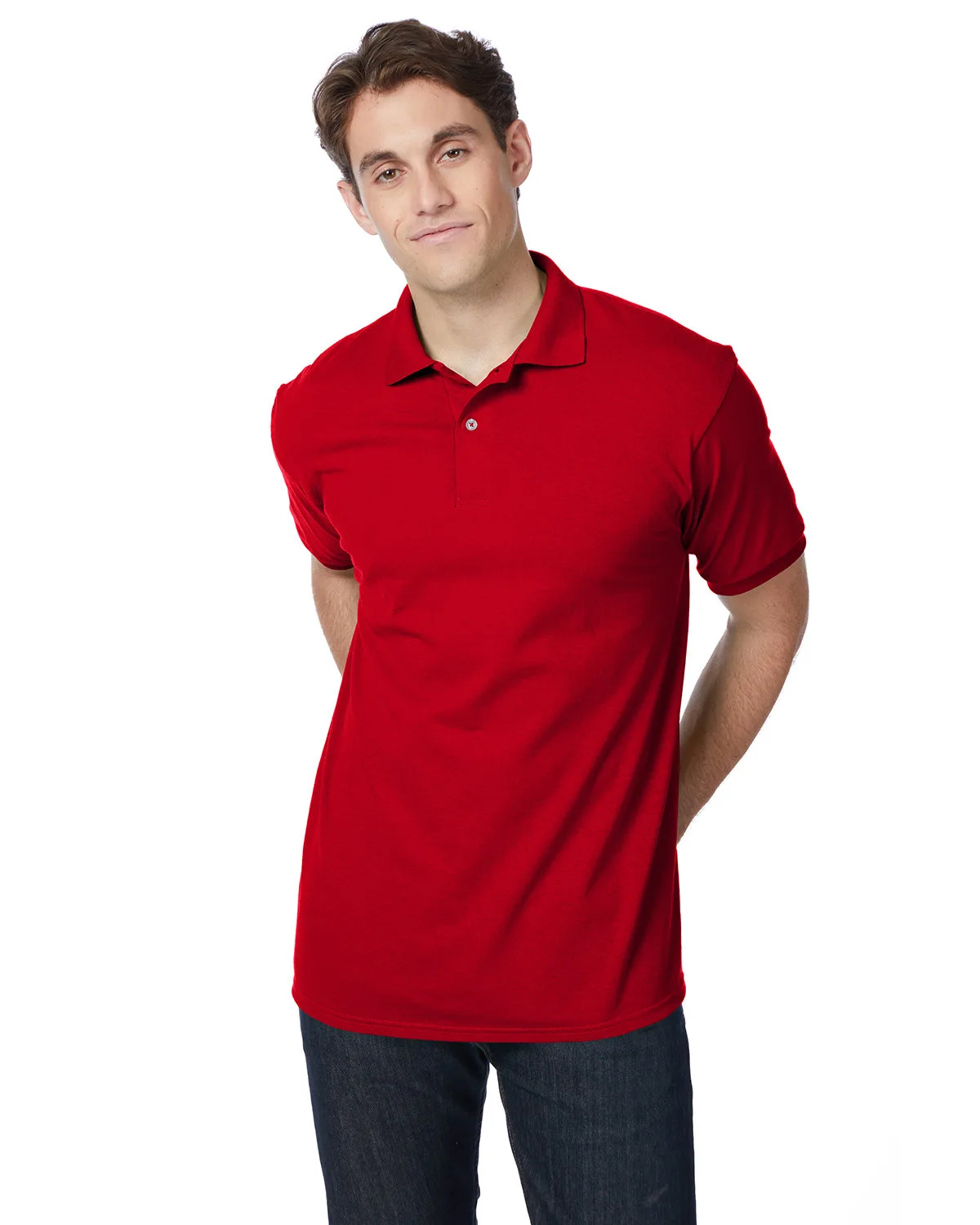 Hanes Printables Adult EcoSmart® Jersey Knit Polo view 6