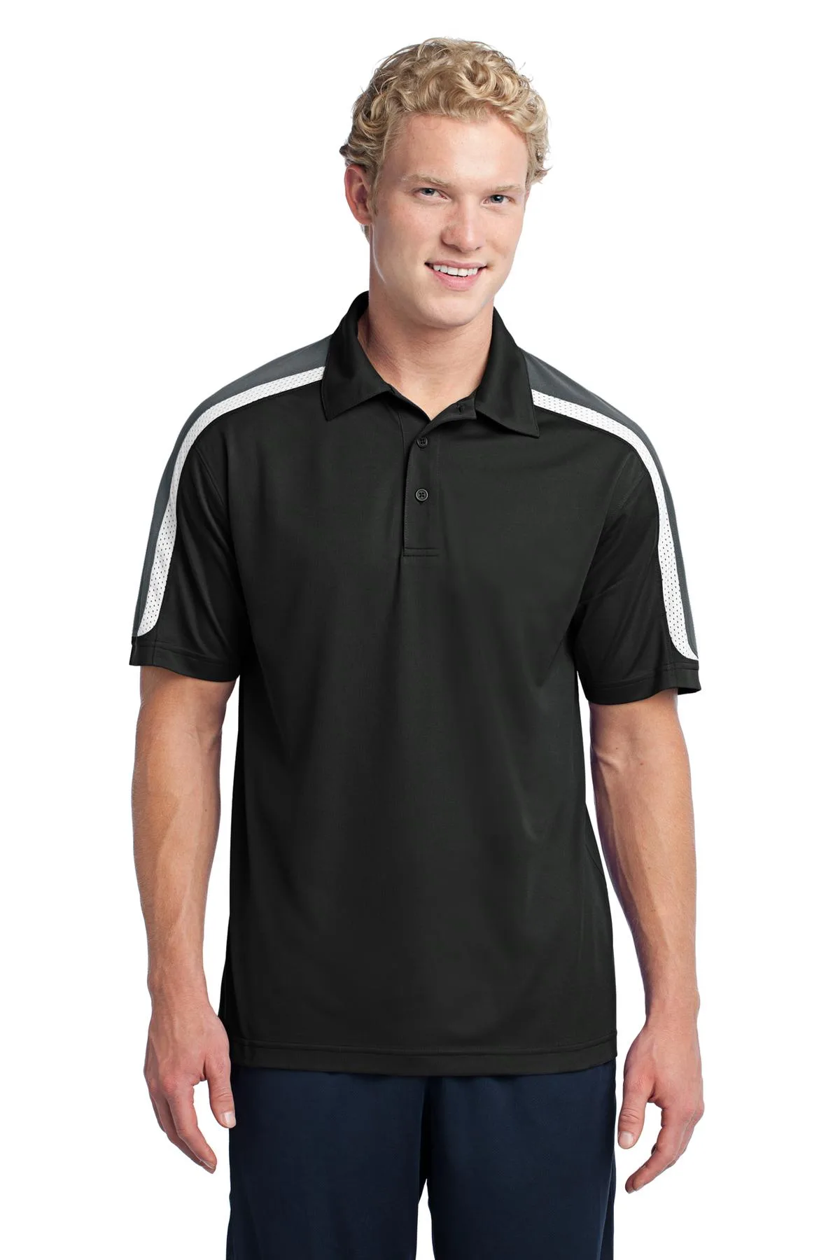 Sport-Tek® Tricolor Shoulder Micropique Sport-Wick® Polo.
