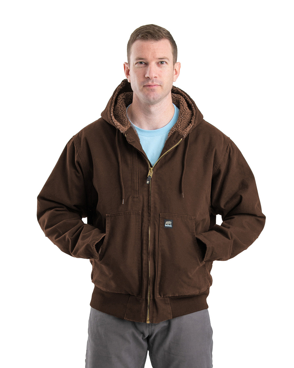 Berne Apparel Men's Highland Flex180® Washed Duck Hooded Work Jacket