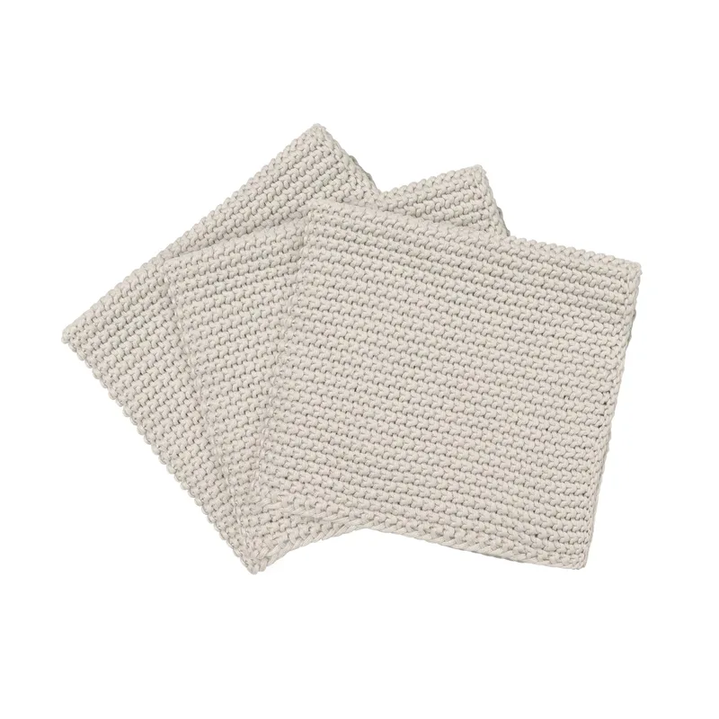 Blomus Knitted Dish Cloths Set Of 3 Cotton - Moonbeam Beige