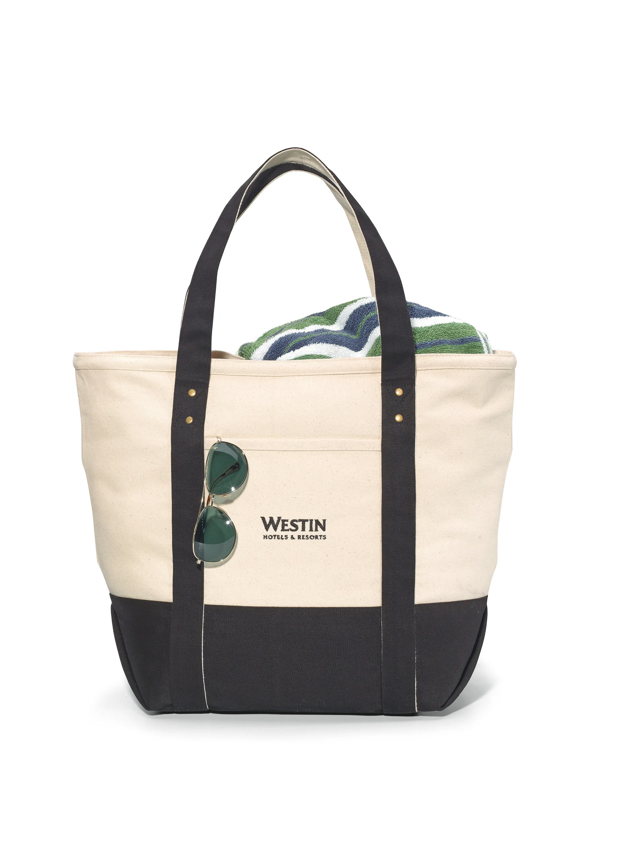 Seaside Zippered Cotton Tote - Black