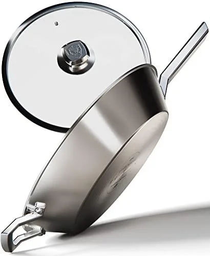 Dalstrong 12" Frying Pan Skillet - The Oberon Series - 3 Quart - 3-Ply Aluminum Core - Silver