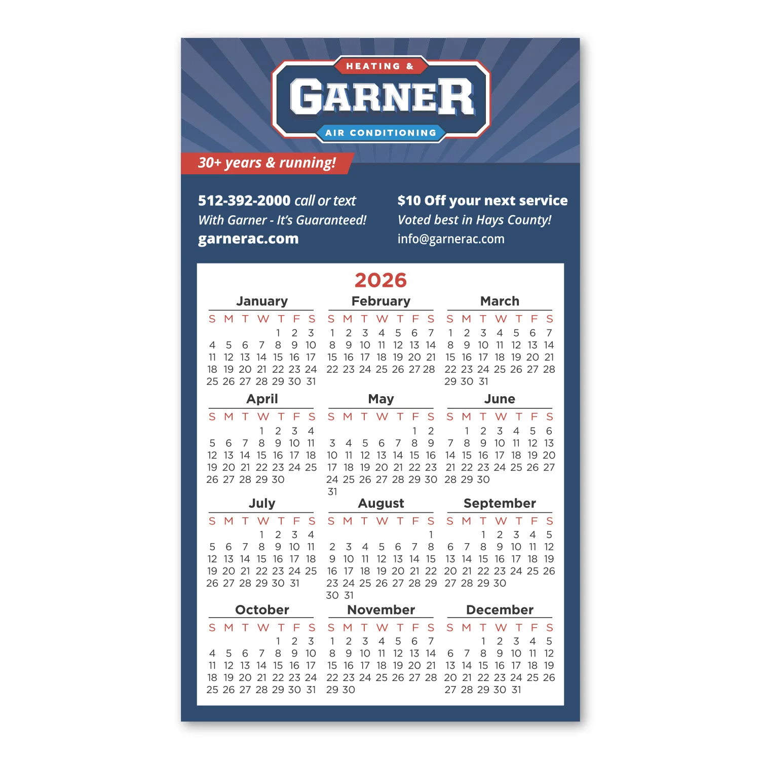 Calendar Square Corner Magnet 3 1/2 x 6