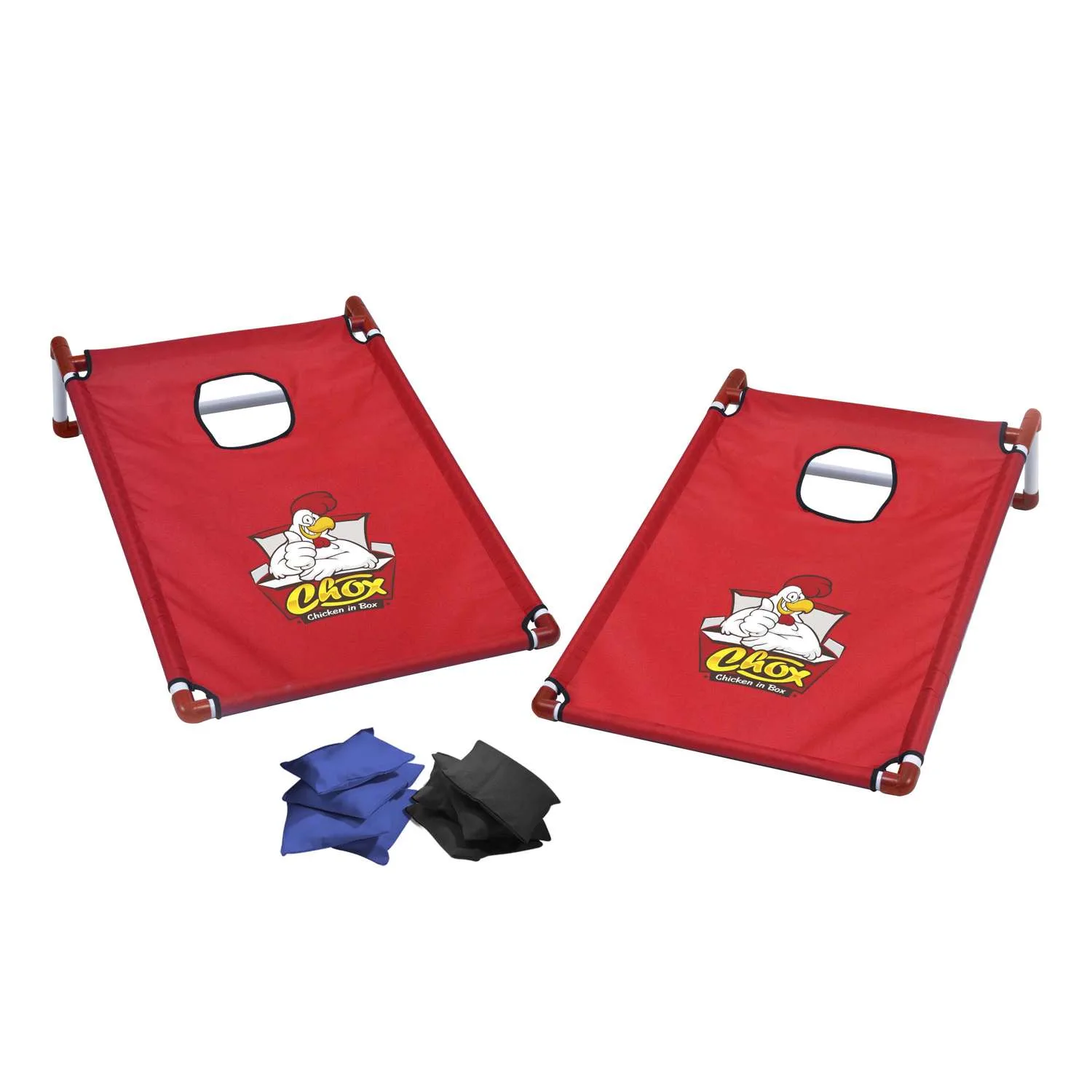 Portable Cornhole, 4 Black & Royal Bean Bags
