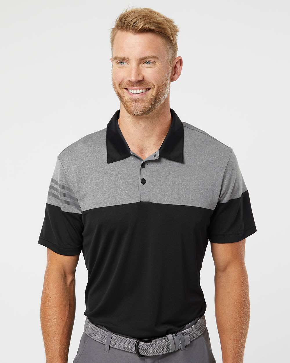 Adidas® Heathered 3-Stripes Colorblocked Polo Shirt
