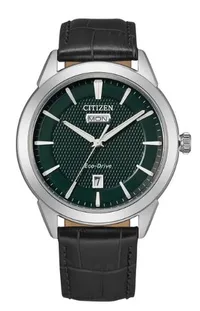 Citizen® Men's Corso Eco-Drive® Watch w/Black Leather Strap & Green Dial
