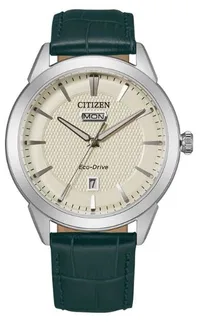 Citizen® Men's Corso Eco-Drive® Watch w/Green Leather Strap & Ivory Dial
